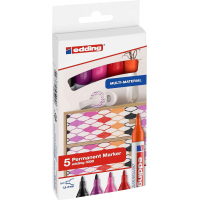 Edding 3000 Pack de 5 Rotuladores Permanentes Colores Calidos - Punta Redonda de 1.5mm - Trazo entre 1.5 y 3mm - Recargable - Se