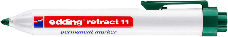 Edding Retract 11 Rotulador Permanente Retractil - Punta Redonda - Trazo entre 1.5 y 3mm - Recargable - Secado Rapido - Color Ve