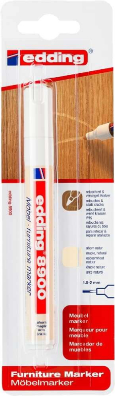 Edding 8900 Rotulador Permanente para Muebles - Punta Redonda 1.5-2mm - Resistente a la Luz - Secado Rapido - Color Arce Natural
