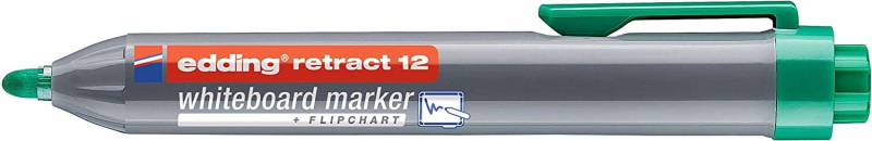 Edding Retract 12 Rotulador para Pizarra Blanca Retractil - Punta Redonda - Trazo entre 1.5 y 3mm - Recargable - Secado Rapido -