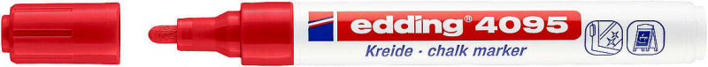 Edding 4095 Rotulador de Tiza Liquida - Punta Redonda - Trazo entre 2 y 3mm - Olor Neutro  - Color Rojo
