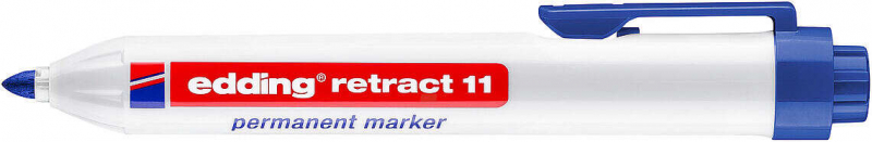 Edding Retract 11 Rotulador Permanente Retractil - Punta Redonda - Trazo entre 1.5 y 3mm - Recargable - Secado Rapido - Color Az