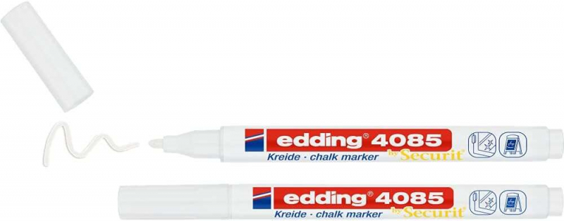 Imagen extra Edding 4085 Pack de 2 Rotuladores de Tiza Liquida - Punta Redonda - Trazo 1-3mm - Olor Neutro - Color Blanco