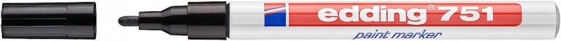 Edding 751 Rotulador Permanente - Punta Redonda - Trazo entre 1 y 2 mm. - Tinta Opaca - Secado Rapido - Color Negro