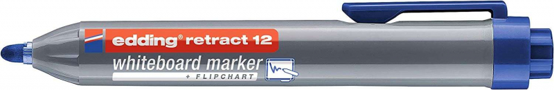 Edding Retract 12 Rotulador para Pizarra Blanca Retractil - Punta Redonda - Trazo entre 1.5 y 3mm - Recargable - Secado Rapido -