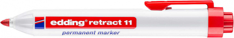 Edding Retract 11 Rotulador Permanente Retractil - Punta Redonda - Trazo entre 1.5 y 3mm - Recargable - Secado Rapido - Color Ro