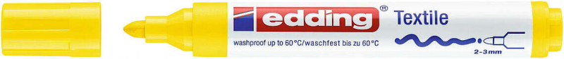 Edding 4500 Rotulador Permanente para Textil - Punta Redonda - Trazo entre 2 y 3mm - Olor Neutro - Secado Rapido - Color Amarill