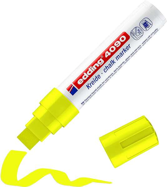 Imagen extra Edding 4090 Rotulador de Tiza Liquida - Punta Biselada - Trazo entre 4 y 15mm - Olor Neutro - Color Amarillo Neon