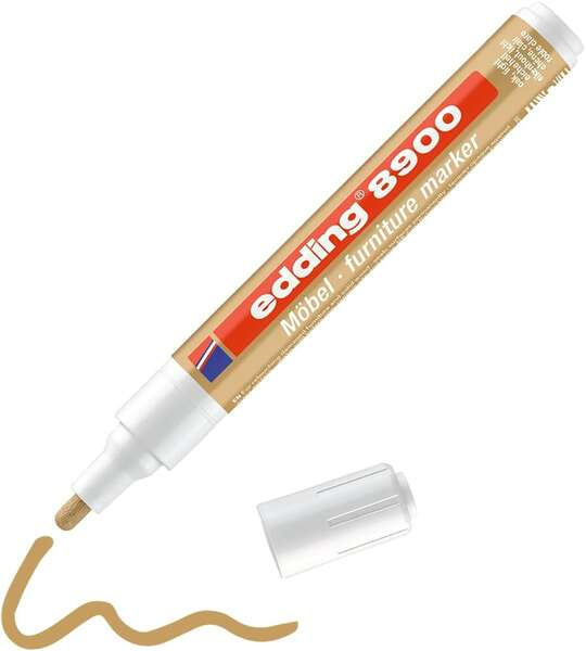 Imagen extra Edding 8900 Rotulador Permanente para Muebles - Punta Redonda 1.5-2mm - Resistente a la Luz - Secado Rapido - Color Roble Claro