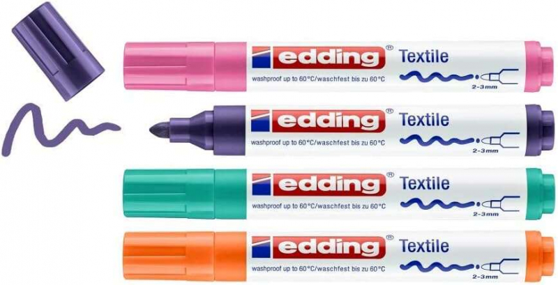Imagen extra Edding 4500 Colores Divertidos Pack de 4 Rotuladores Permanentes para Textil - Punta Redonda - Trazo 2-3mm - Olor Neutro - Secad