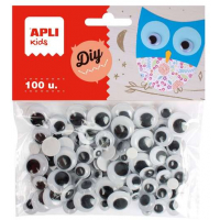 Apli Pack de 100 Ojos Moviles Redondos Adhesivos - Varios diametros (desde 7mm a 15mm)