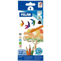 Milan Pack de 12 Lapices Triangulares de Colores Acuarelables + Pincel