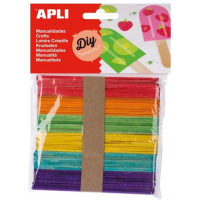 Apli Pack de 50 Palos Polo de Madera Natural 114 x 10 mm - Colores Surtidos
