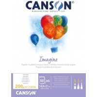 Canson Imagine Bloc Encolado de 50 Hojas A5 - Grano Fino - 14,8x21cm - 200g - Blanco