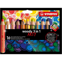 Stabilo Woody 3 en 1 Arty - PACK 10 Lapices de Colores + Sacapuntas