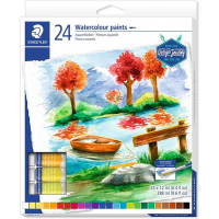 Staedtler Pack de 24 Tubos de Acuarela 12ml Colores Brillantes Usar en Papel Acuarela o Cartulina