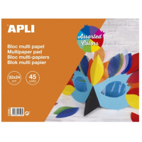 Apli Bloc de Papeles Surtidos 45 Hojas (Papel Charol, Seda, Celofan, Aluminio y Cartulina) Scrapbooking