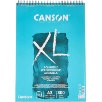 Canson XL Aquarelle Album Espiral Microperforado de 30 Hojas A3 - Grano Fino - 29.7x42cm - 300g - Blanco