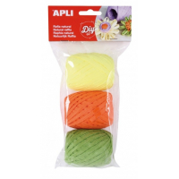 Apli Pack de 3 Ovillos de Rafia Natural Fluor