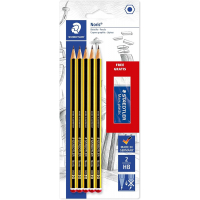PACK 5 Lapices Staedtler Noris 120 HB (estandar) + Goma Mars Plastic