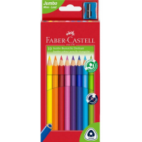 Faber-Castell Jumbo Junior Pack de 10 Lapices de Colores Triangulares + Sacapuntas