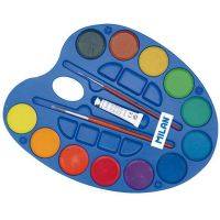 Milan - Paleta de 12 Acuarelas + Tubo de Pintura Blanca + 2 Pinceles Serie 101 Mezclable