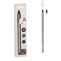 Lapiz infinito - Apli Infinite Pencil HB + Mina de Recambio + Tapon Protector (Hasta 16km). Gris