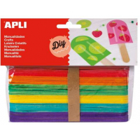 Apli Pack de 40 Palos Polo Jumbo de Madera Natural 150 x 18 mm - Colores Surtidos
