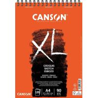 Canson XL Bloc de Croquis con 120 Hojas A4 - Espiral Microperforado - 21x29.7cm - 90g - Marfil
