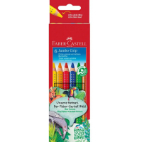 Faber-Castell Jumbo Grip Pack de 6 Lapices de Colores Triangulares con Grip de Agarre