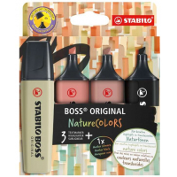 PACK 4 Marcadores Stabilo Boss Naturecolors (Negro, Ocre Oscuro, Siena y Verde Barro)