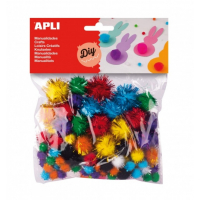 Apli Pack de 78 Pompones Brillantes - Infantil - Colores Surtidos