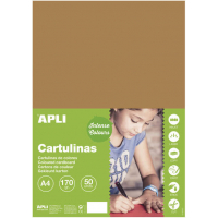 PACK 50 Cartulinas A4 Apli de 170g - Avellana