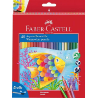 Faber-Castell Classic Colour Acuarelable Pack de 48 Lapices de Colores Hexagonales Acuarelables + Pincel 