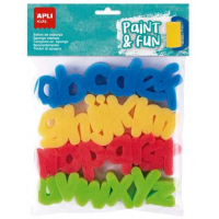Apli Kids Paint & Fun Pack de 26 Sellos de Esponja Modelo abc para Estampacion - Formas de Letras Minisculas - Colores Surtidos