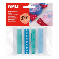 Apli Pack de 4 Cintas de Tela - Scrapbooking - Azul