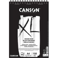 Canson XL Black Bloc de 40 Hojas A4 150g - Grano Fino - Espiral Microperforado - Negro