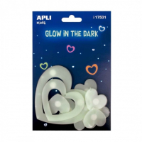 Apli Corazones Luminiscentes 3D - Brillan en la Oscuridad - Adhesivo Permanente 