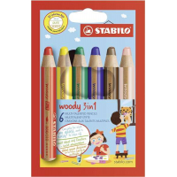 Stabilo Woody 3 en 1 - PACK 6 Lapices de Colores