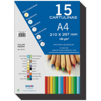 PACK 15 Cartulinas A4 - Gramaje de 180g - Negro
