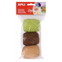 Apli Pack de 3 Ovillos de Rafia Natural - Tonos Nature