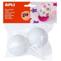 Apli Pack de 2 Bolas de Porexpan Diametro 70 mm - Blanco