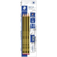 PACK 4 Lapices Staedtler Noris 120 HB (estandar) + Goma Rasoplast + Sacapuntas