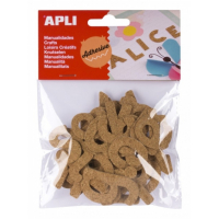Apli Pack de 52 Letras de Corcho Adhesivas - Scrapbooking - Marron