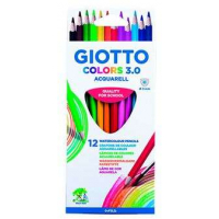 Giotto Colors Acquarell 3.0 Pack de 12 Lapices Triangulares de Colores Acuarelables