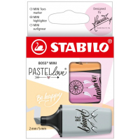 PACK 3 Marcadores Stabilo Boss Mini Pastellove Fluorescentes (Fucsia, Naranja y Gris)