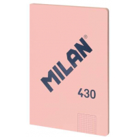 Milan Serie 1918 Libreta Encolada Formato A4 Cuadricula 5x5mm - 48 Hojas de 95 gr/m2 - Microperforado - Tapa Blanda - Rosa