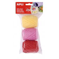 Apli Pack de 3 Ovillos de Rafia Natural Tonos Candy