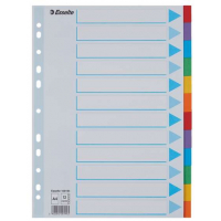Esselte Separadores A4 Carton - 12 Pestañas de colores - Multitaladro 