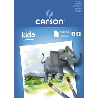 Canson Kids Pintura Bloc Encolado de 20 Hojas A4 - 21x29.7cm - 200g - Blanco